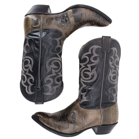 Vintage Nocona Mens Size 12D Lizard Teju Exotic Leather Cowboy Western Boots USA - Picture 5 of 14